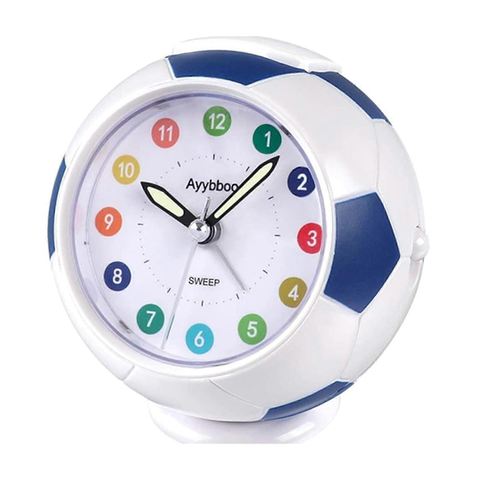 Versatile Football Shaped Alarm Clock for Kids Creative Football Shape Alarm Clock Student Soccer Desktop Alarm Clock WhiteBlue