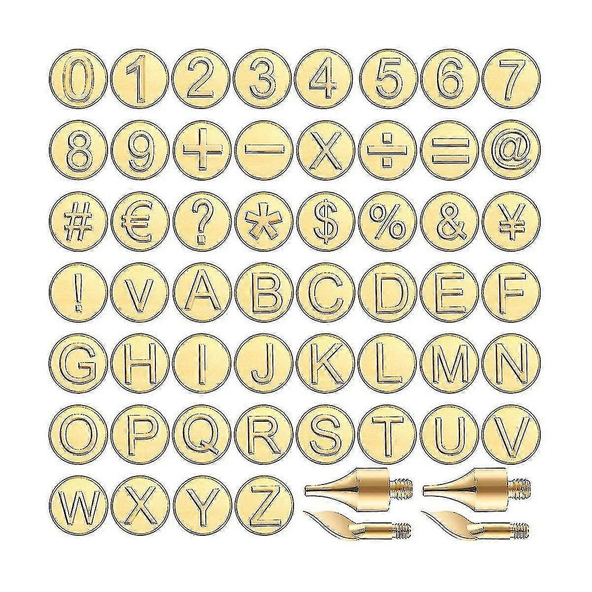 56 Pieces Wood Burning Tip Wood Burning Tip Set Including Alphabet Number for Wood Craft Diy Emboss