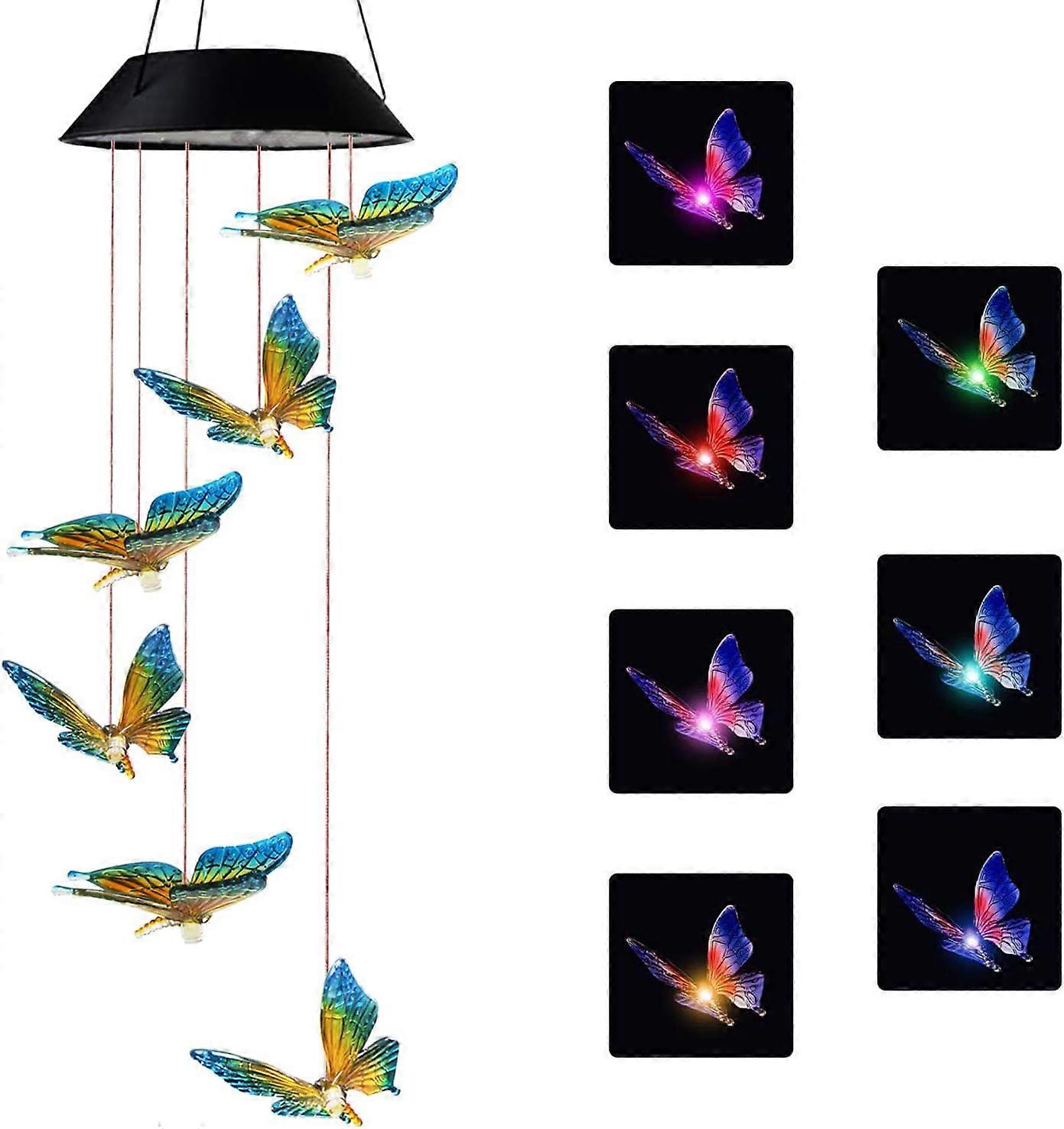 Solar-Windspiel, blaues ABS, Farbwechsel, Lichtsensor