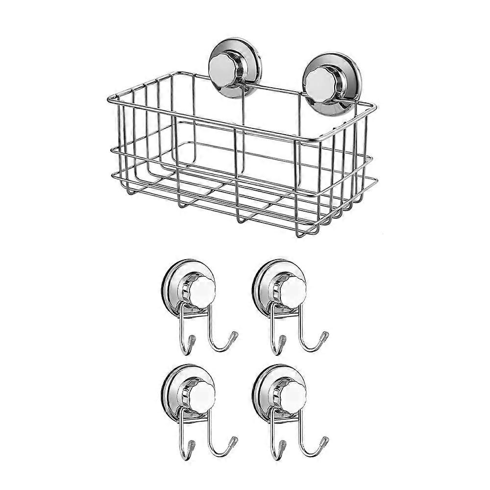 Deep Shower Caddy Bath Wall Shelf with Vacuum Suction Cup Hooks