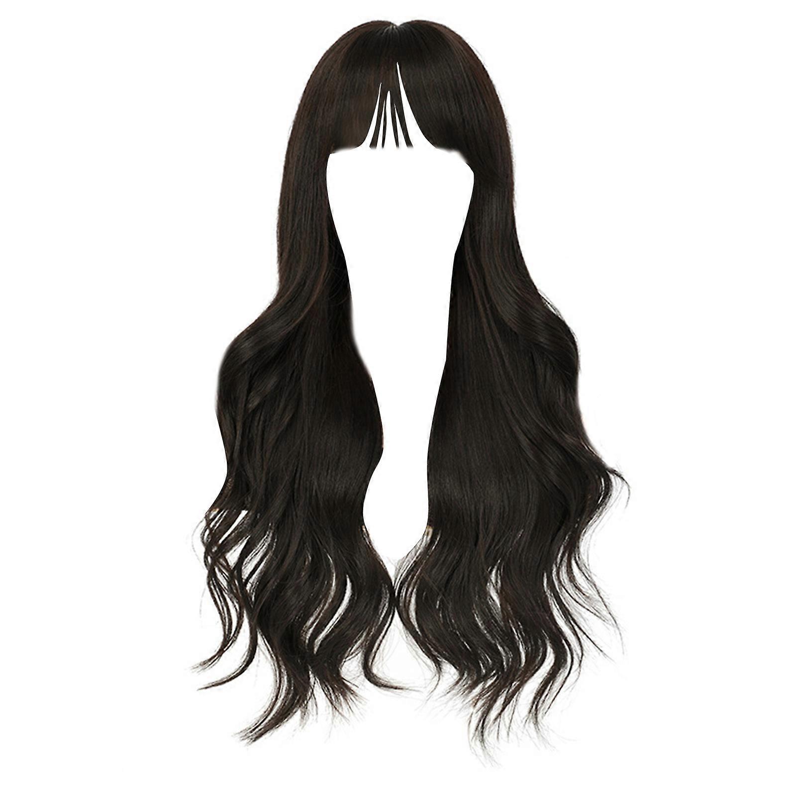 Lightweight Synthetic Hair Extensions Offering Women Easy to Style Solution for Versatilely Looks Curly Wigs with Bangs Blackbrown