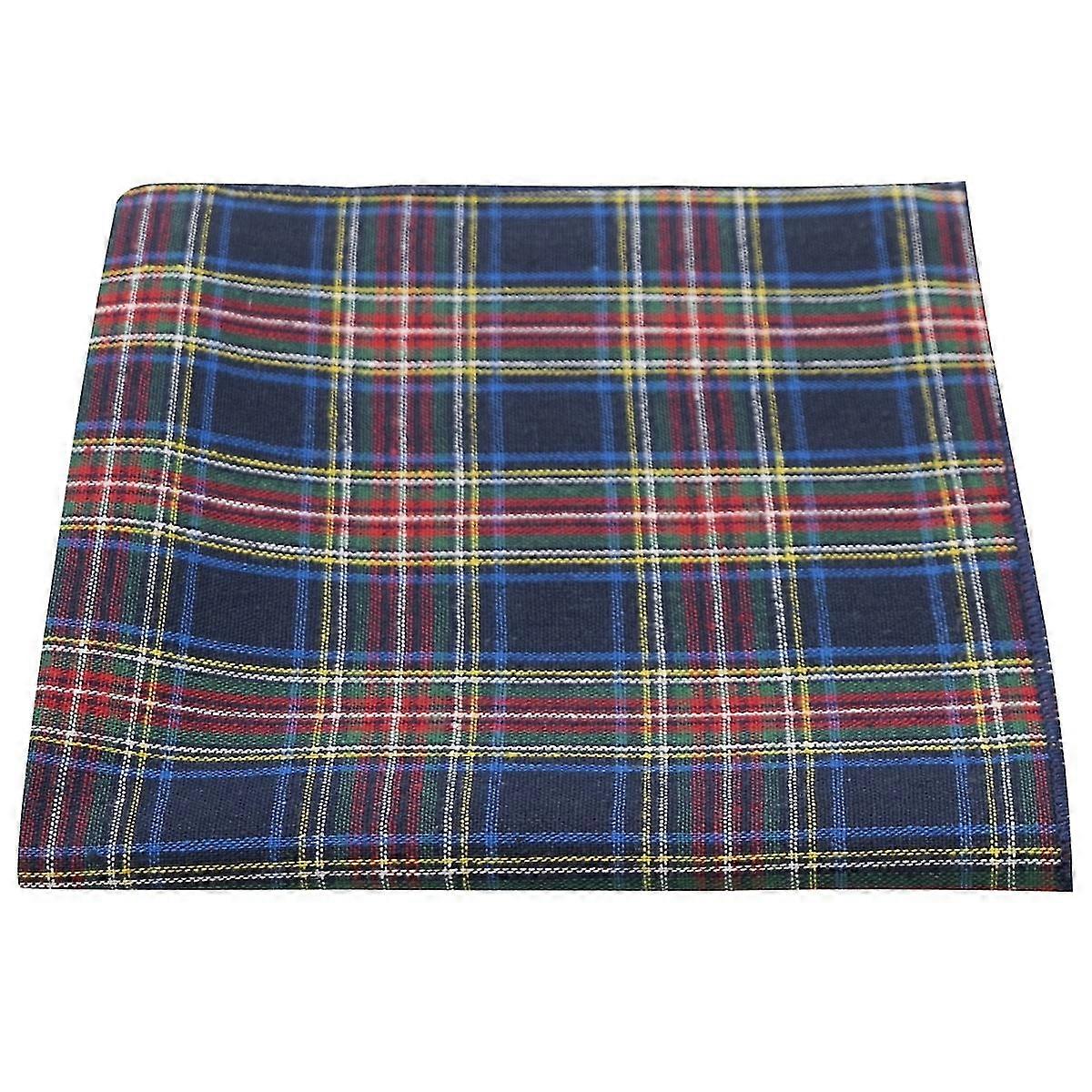 Traditional Navy Blue Tartan Pocket Square VX