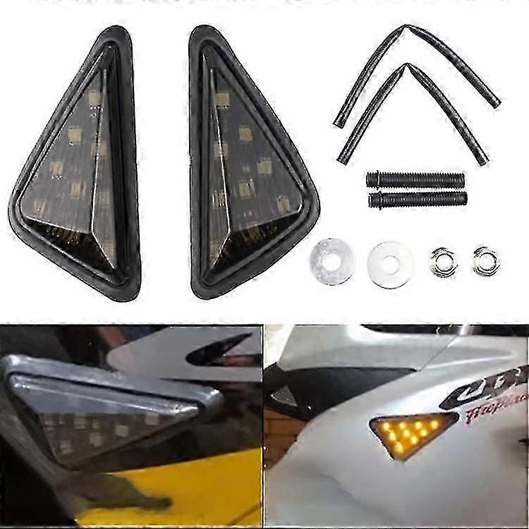 Motorcycle Led Turning Signals Light Smoke Triangle Flush Mount Waterproof Motorcycle Turn Signal Blinker Flashing Lights