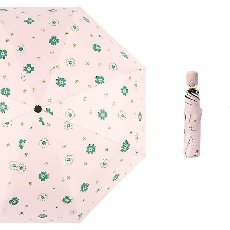 Student Vinyl Sunscreen Small Fresh Umbrella Folding Automatic Umbrella Self-opening
