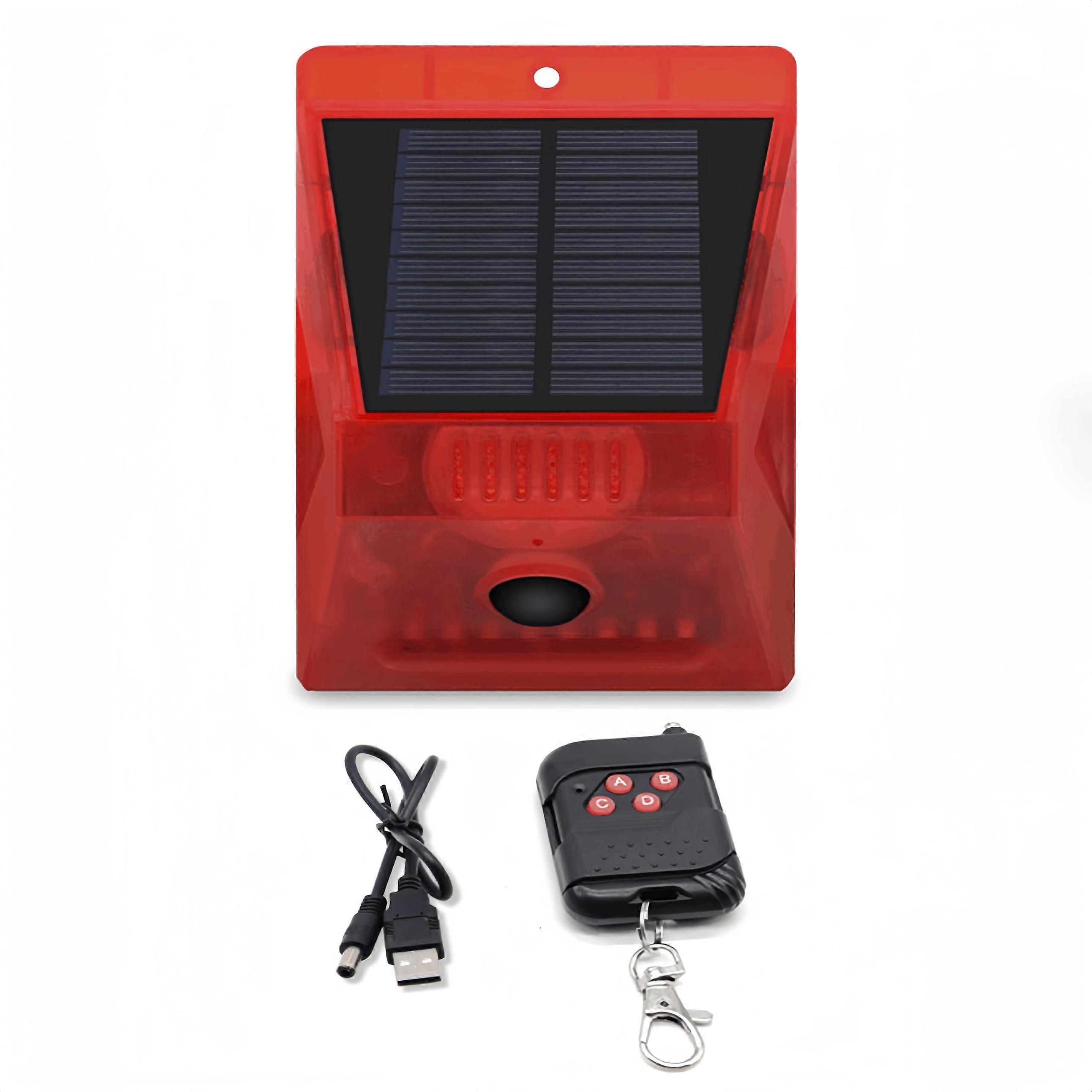 Solar Strobe Lights Outdoor Motion Sensor Alarm with Siren - Waterproof Wireless Battery Operated Security for Home and Driveway