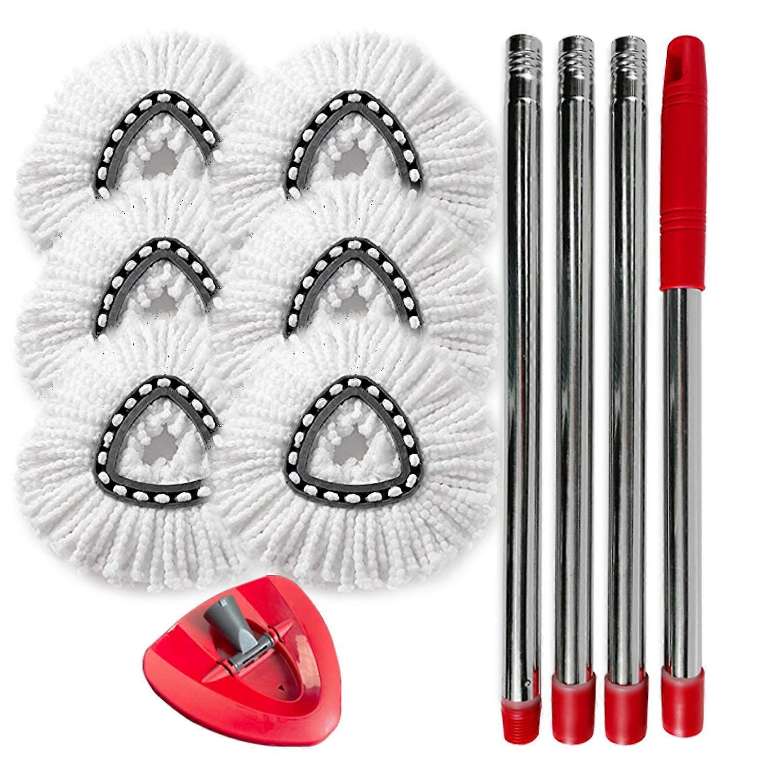 Rotating Replacement Set Microfiber Refills with Mop Head Base and Stainless Steel Handle for 1 Tank System