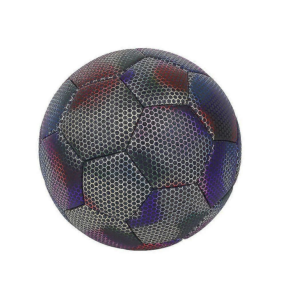 屋内屋外サッカートレーニングNo.4直径19cmのための反射サッカーボールナイトグローイングライトアップカメラフラッシュサッカーボール