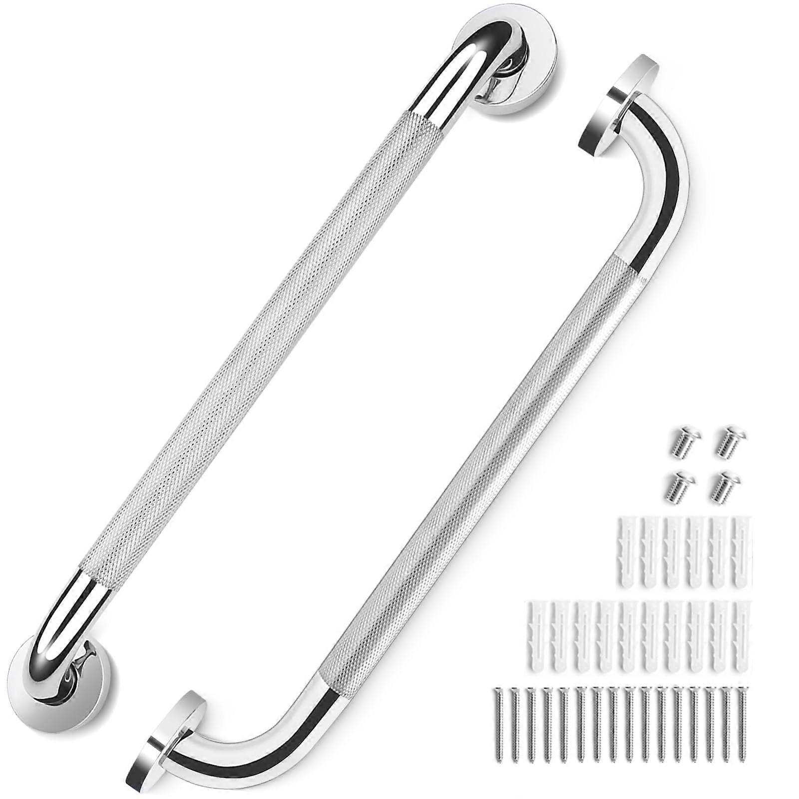 2 Pack Grab Bars for Elderly for Wall 16 Inch, Fit for Studs, Knurled AntiSlip Bathroom