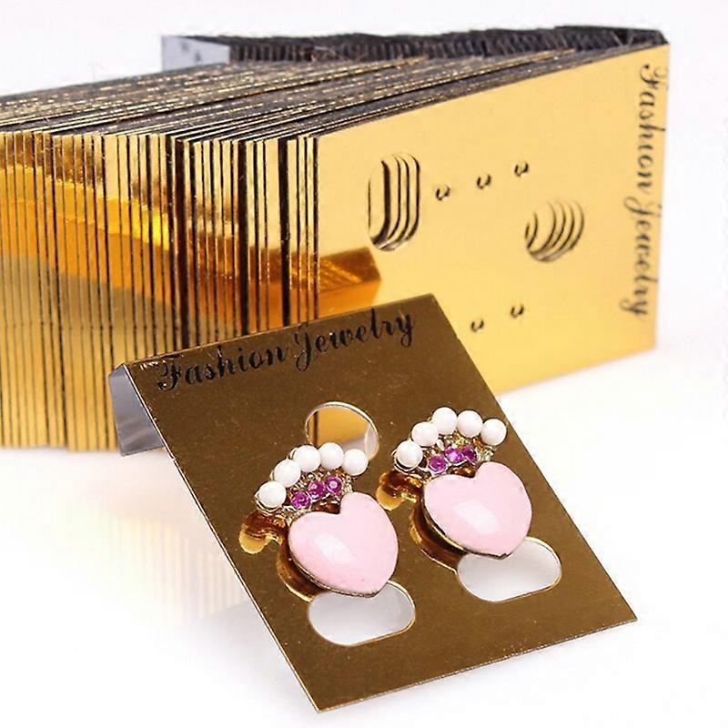 100X Gold Professional Type Plastic Earring Ear Studs Holder Display Hang Cards