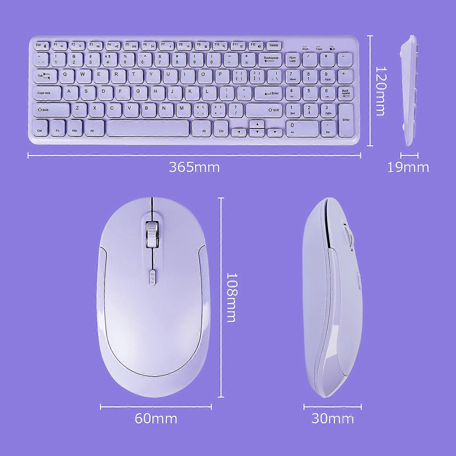 2.4G Wireless Keyboard and Mouse Combo Purple Multimedia Keyboard Mouse Set Ergonomic Silent Keypad Mause For Laptop PC Smart TV