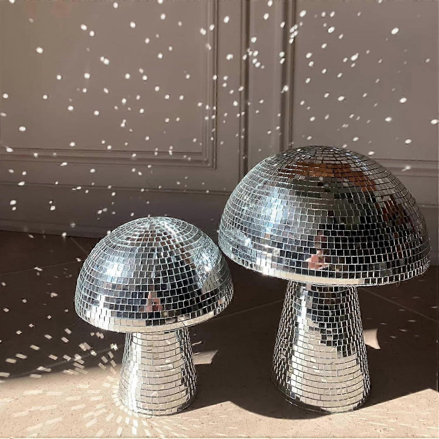 Mushroom Disco Ball,Silver Mirror Disco Balls, Disco Mirror Glitter Ball, Creative Retro Reflective Glitter Mushroom Disco Ball Lights Up Room