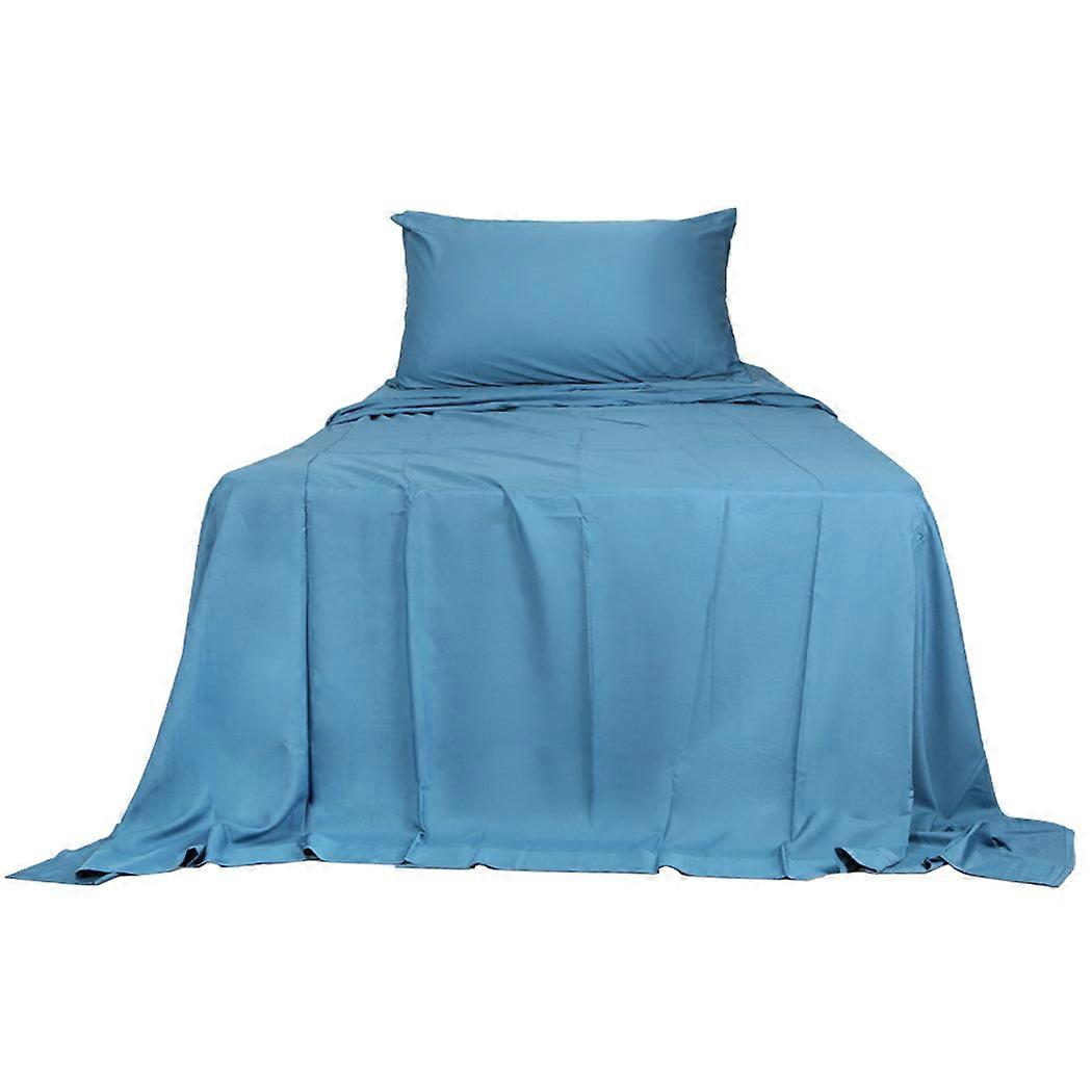 Dreamz 3 Piece Single Size 100% Bamboo Bed Sheet Set Blue Sheets