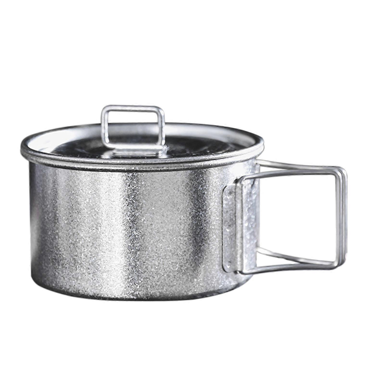 Lightweight Camping Bowl with Lid Portable Ti Bowl Pot with Scald-Proof Folding Handle Cookware for Outdoors Picnic Hiking Backpacking