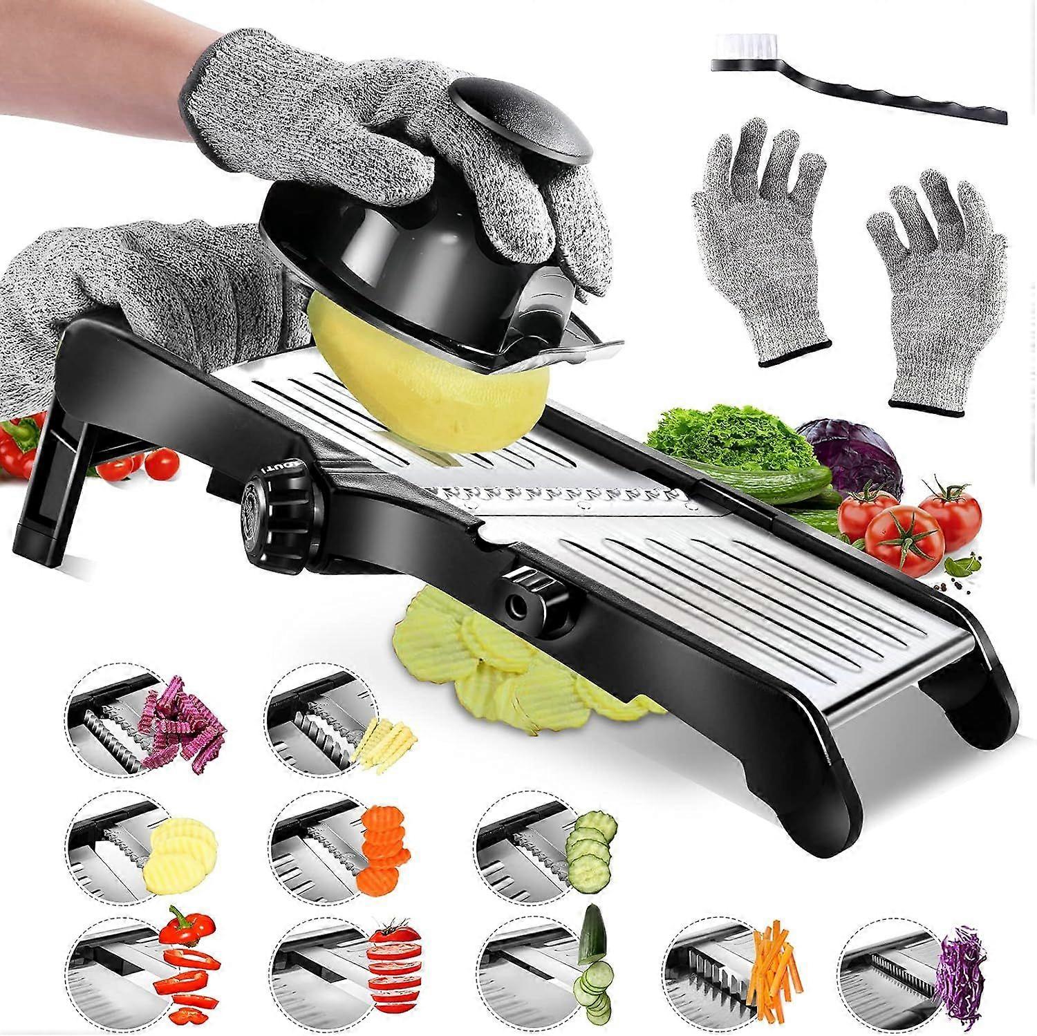 Professional Stainless Steel Mandoline, Vegetable Cutter with Adjustable Blades