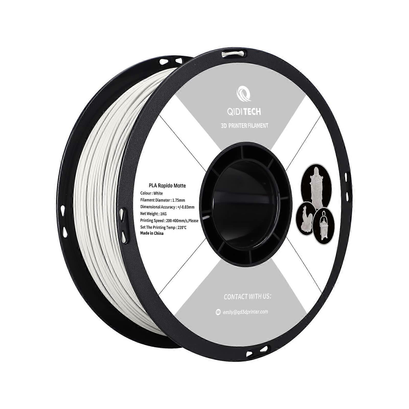 Matte PLA Filament 1.75mm 1kg Spool for FDM 3D Printers, High-Speed Printing, Matte White Color