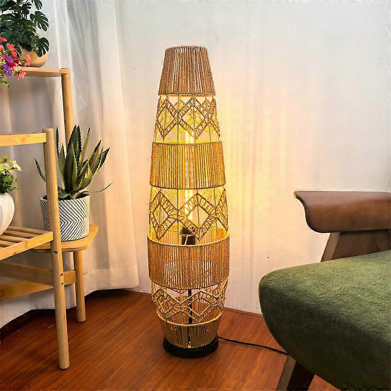 Retro golvlampa bondgård rotting boho stående lampa justerbar 3 färger sovrum