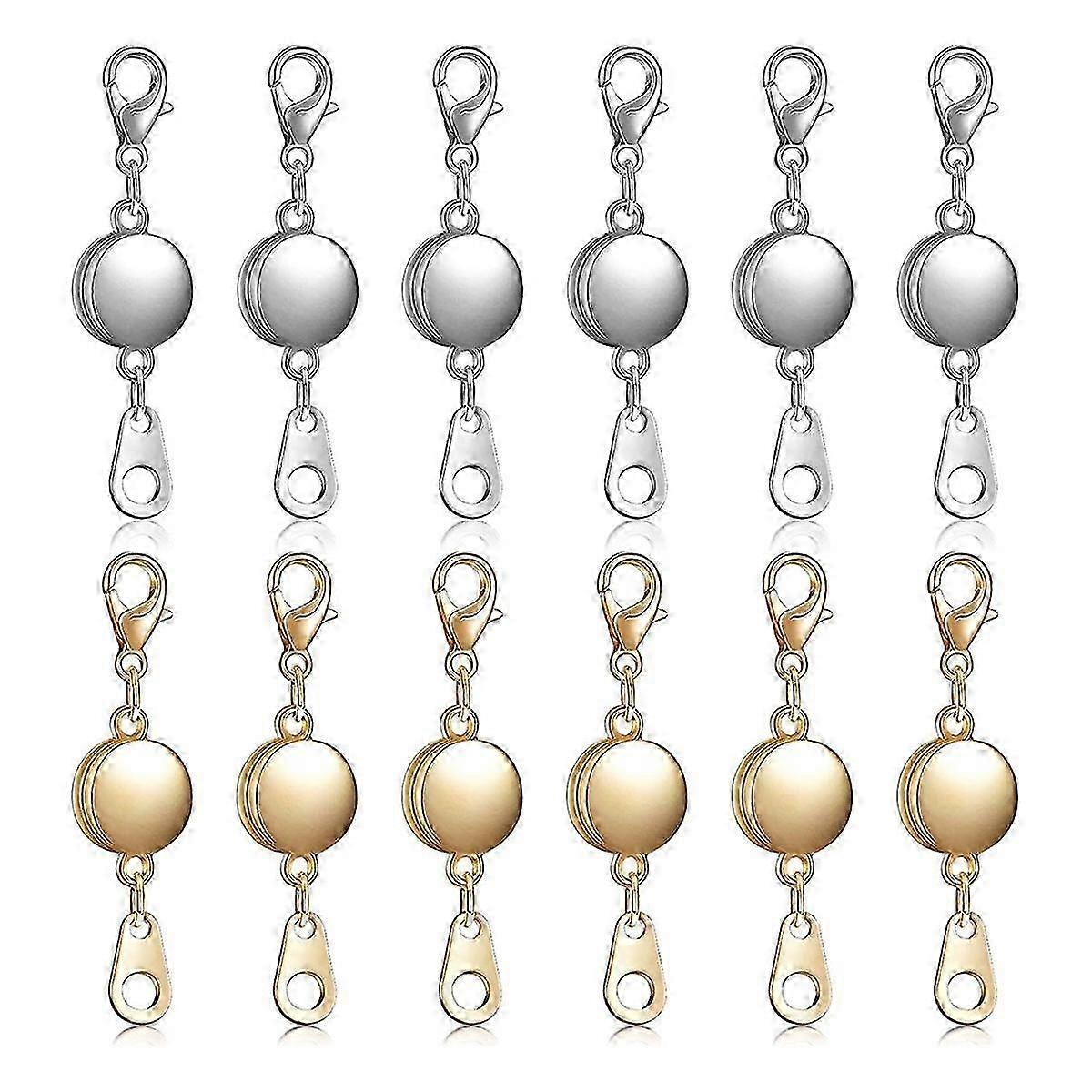 12-Pack Magnetic Jewelry Clasps with Locking Closure for Necklace Bracelet Extender Chain, Secure Round Fastener