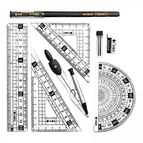 2-6pack Geometry Math Ruler Triangle Ruler Protractor Straight Ruler for