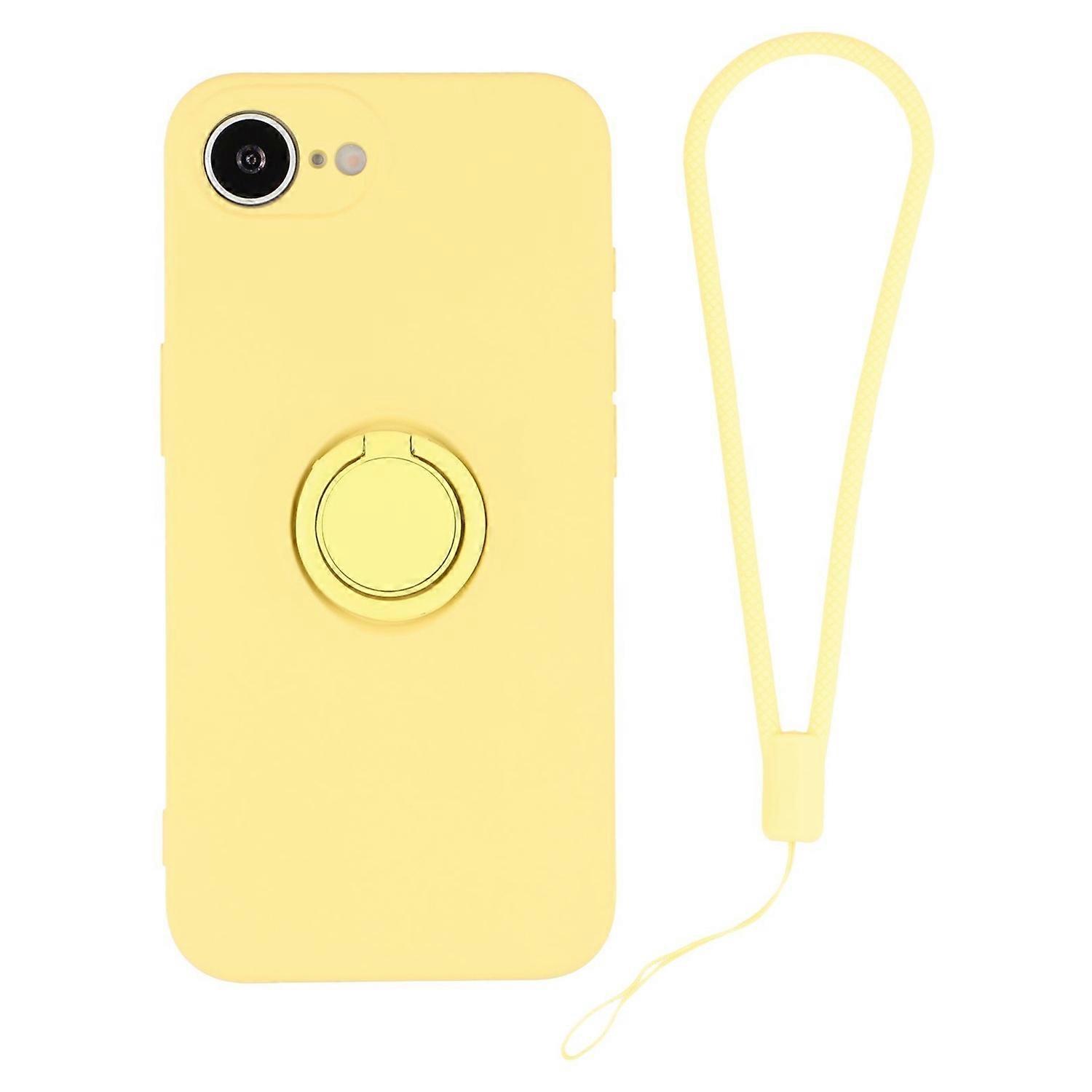 For iPhone 16e Silicone Case with Strap Ring Kickstand Phone Cover