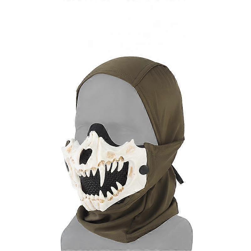 Équipement cagoule respirante avec masque de crâne pour le cosplay d’Halloween et le paintball en beige Ith Protection complète du visage à l’extérieur