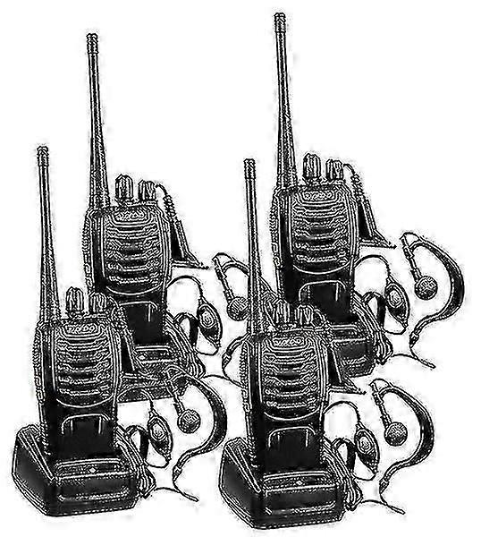 2 Pair Rechargeable Long Range Two-way Radios With Earpiece Uhf 400-470mhz Walkie Talkies Li-ion Bat