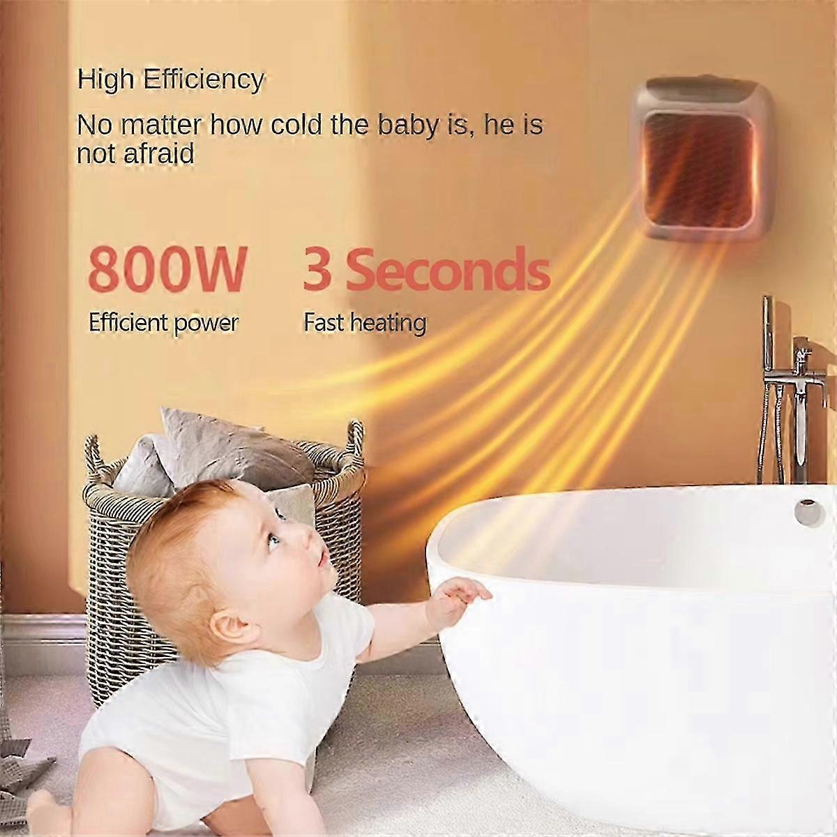 800W Mini Heater for Home Small Bathroom Heating Fans Wall Mounted PTC ...