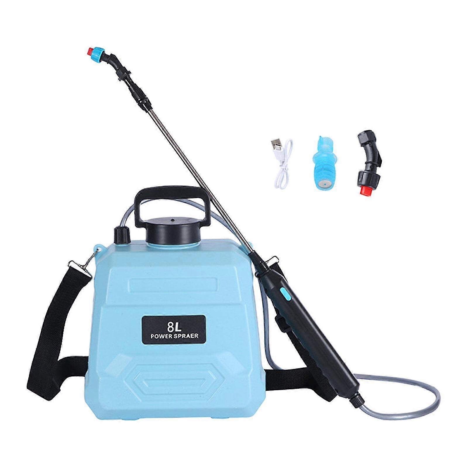 8L Electric Spray Device with Shoulder Strap, USB Rechargeable, Ideal for Lawn and Garden Use in Blue Color