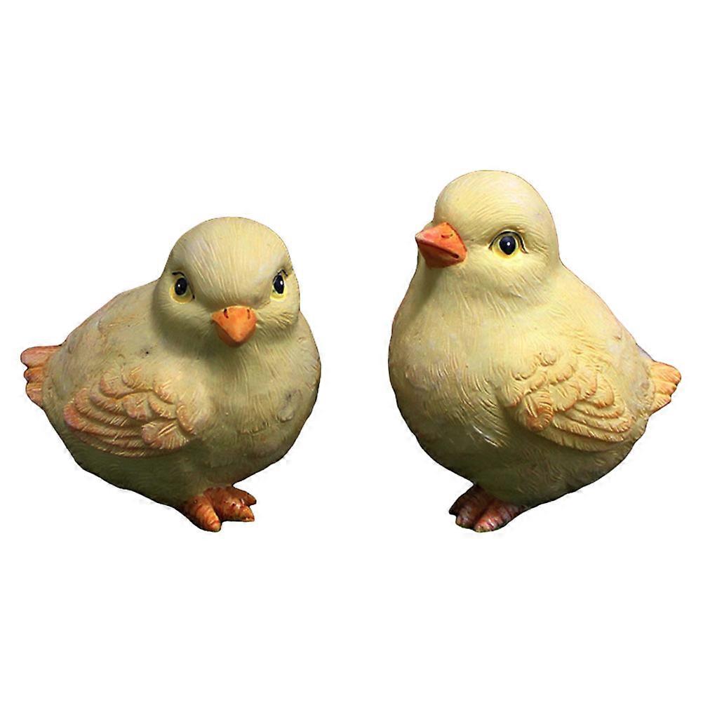 Lovely Yellow Resin Chick Decorations for Home and Garden Crafts 2pcs 4.5 x 3.1 x 3.1 inches