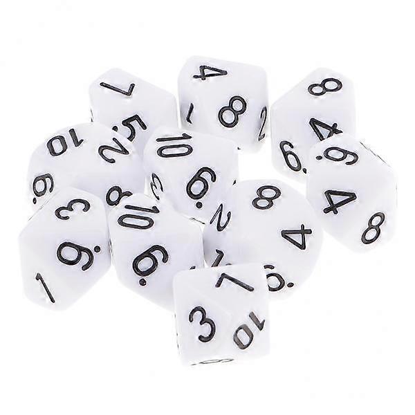 2x10pcs 10 ζάρια D10 Polyhedral ζάρια για μπουντρούμια και δράκους παιχνίδια λευκό