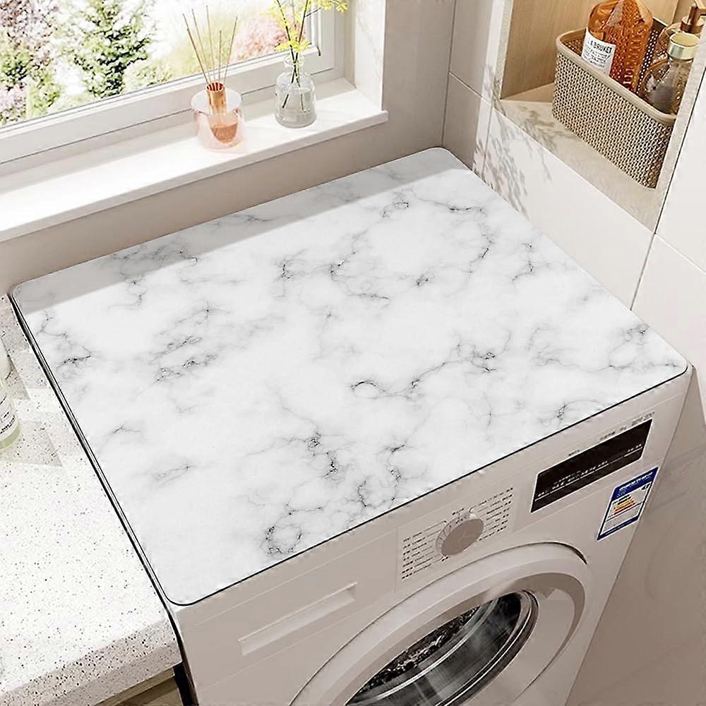 Universal Absorbent Quickdrying washing machine cover (White Marble,50x50cm)