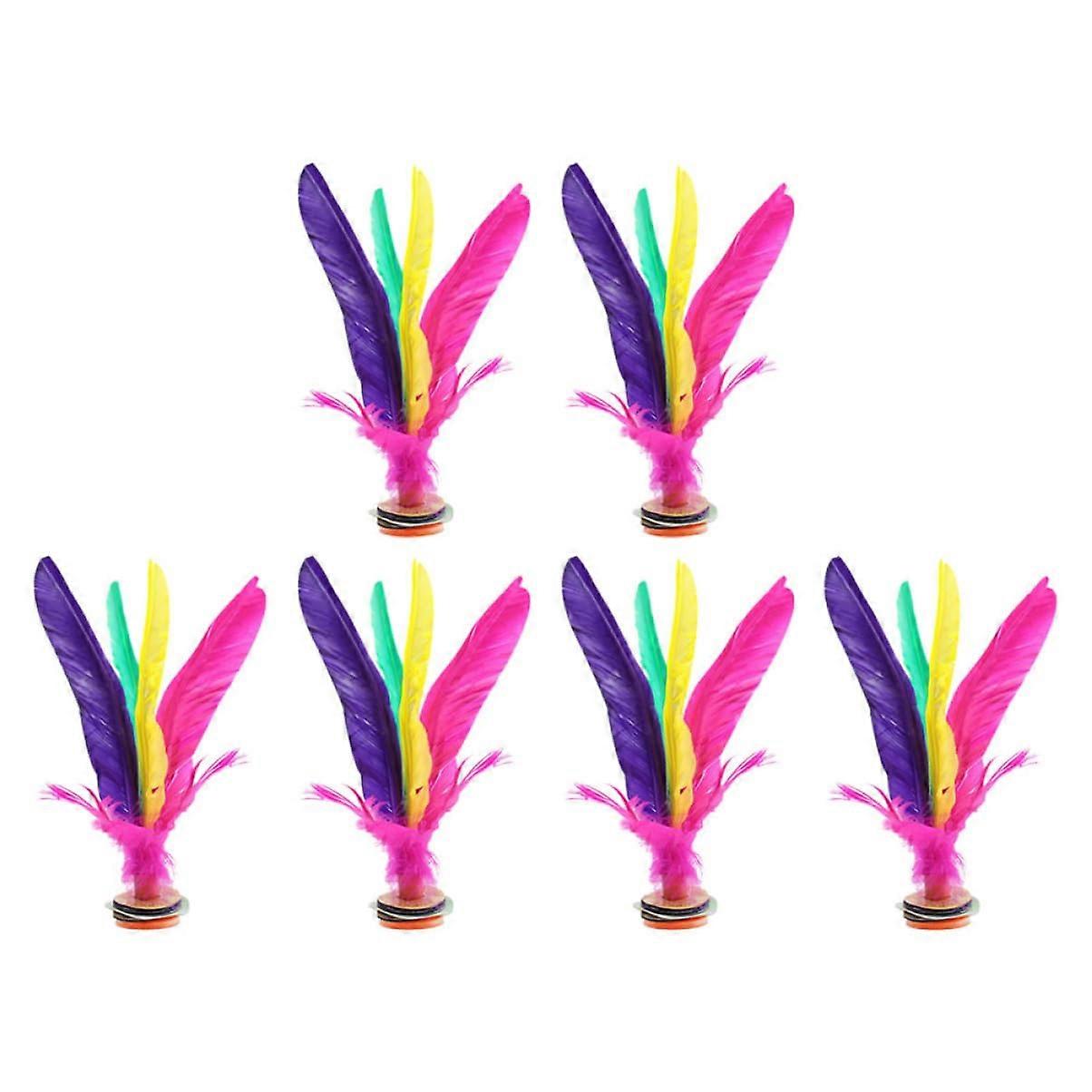 Jianzi Shuttlecocks Pack of 6 Handmade Colourful Kick Shuttlecocks Chinese Bag for Adults Game Jianzi Fitness Toy Entertainment Random Colour