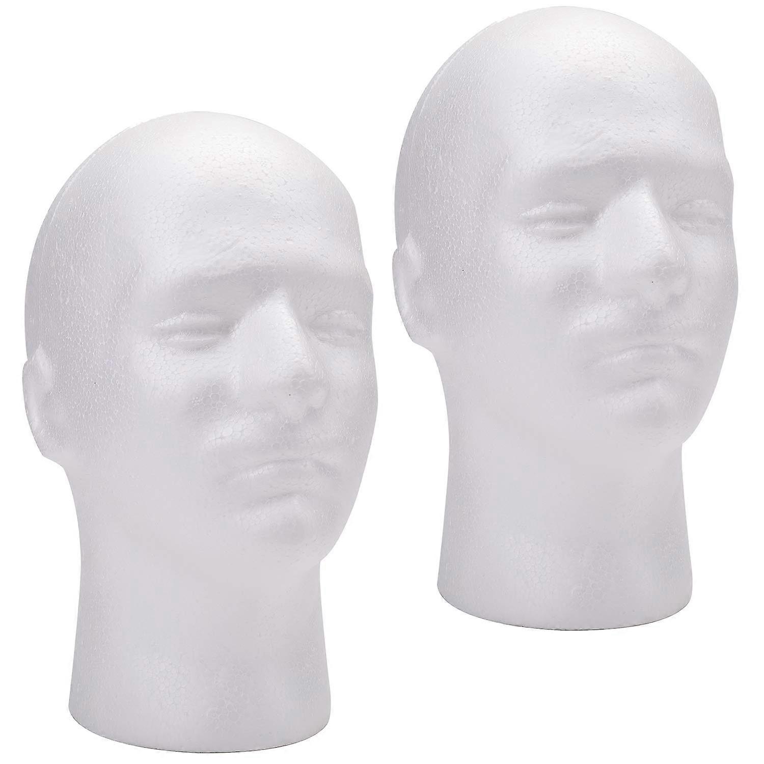 2 Pack Male Foam Head 11 Inch Man Mannequin Manikin Foam Heads Wig Display Holder Hats Glasses Display Stand Ref: 7180