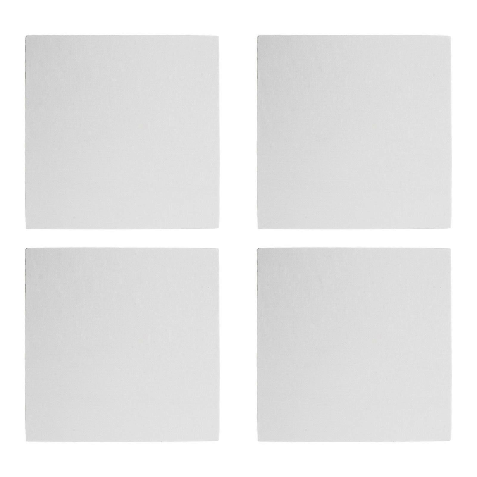 Wood Canvas Panel Boards 20x20cm for Student Studies White 4Pcs