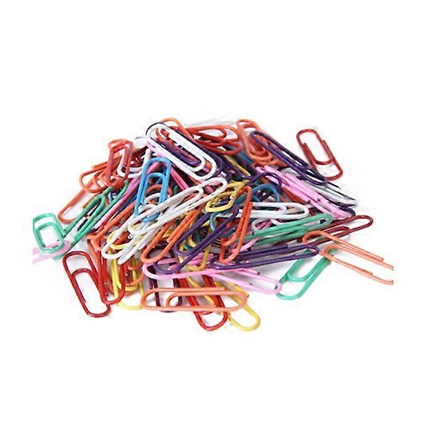Fun Paper Clips Color Coded 0.04 Inch Thickness Home Use Plastic Metal Random Color 100Pcs
