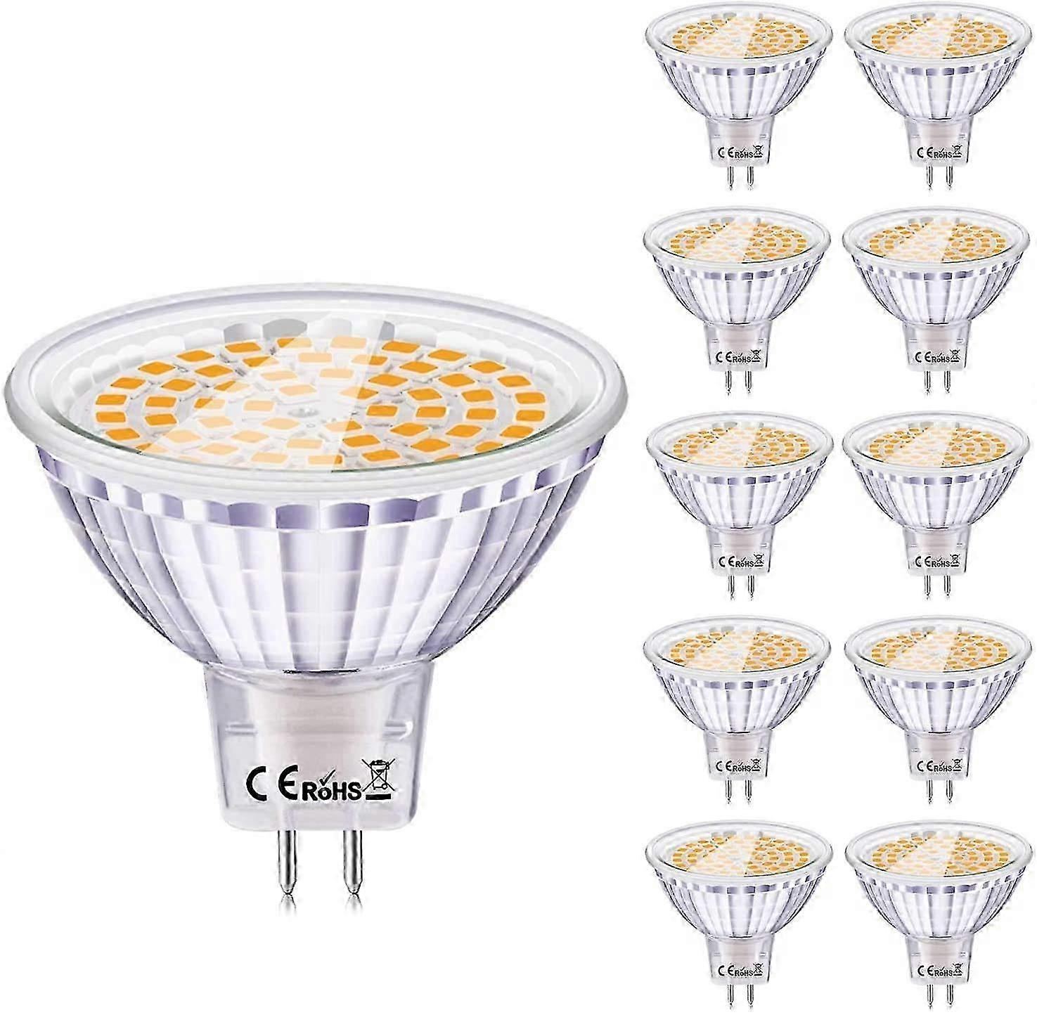 GU5.3 LED電球10個セット、6W MR16 12V、温白色2700K、50Wハロゲン相当、輝度540LM、ビーム角120、調光不可