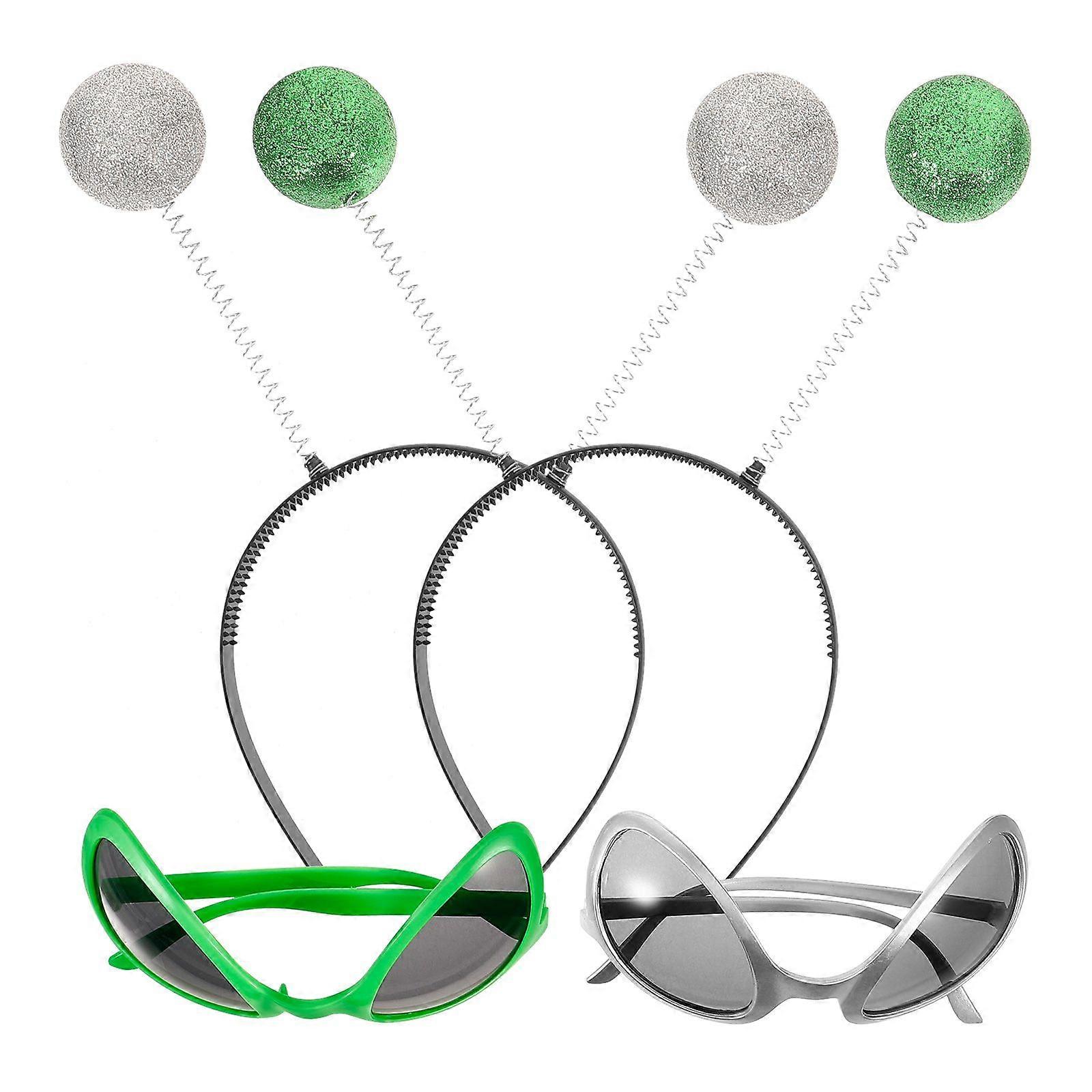 1 Set Alien Headband and Eyeglass Alien Sunglass Alien Hairband Alien Cosplay Supply