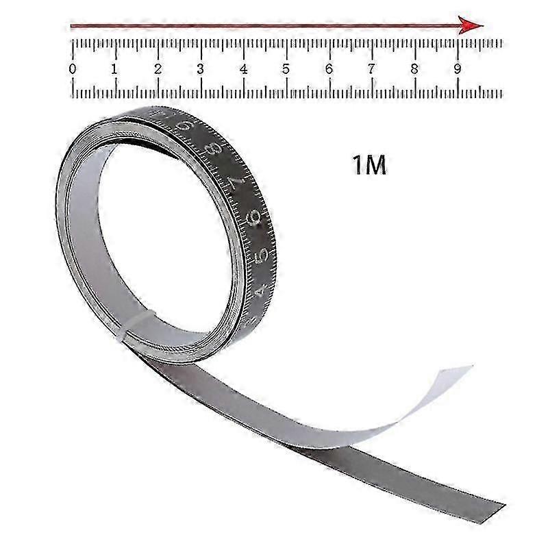 1m/2m/3m Adhesive Sticky Tape Measure with Backing, Metric Steel Ruler (Black)