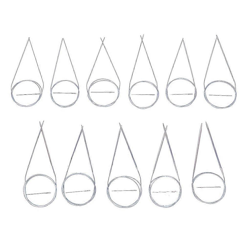 Knit Needles Circular Knitting Tools Professional Handcrafting 80cm Silver Size 1.5mm to 5mm 11 Sets