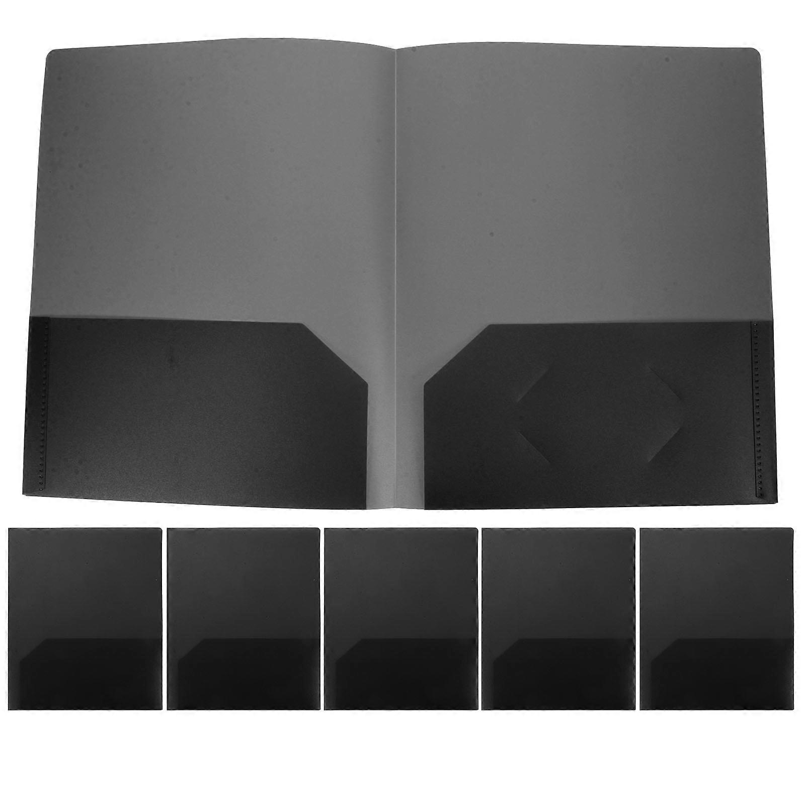 6pcs Heavy Duty Plastic Folders with Two Pockets for School, Office, and College – Document Holders for Business Presentations