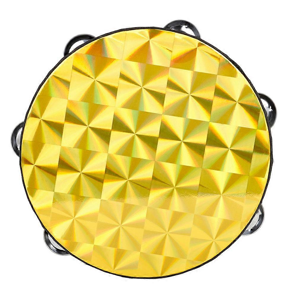 Percussion Traditional Tambourine Double Row Musical Toy For Children Indoor Play Golden 20.2X20.2X5.2CM Hand Percussion Instruments 1Pack