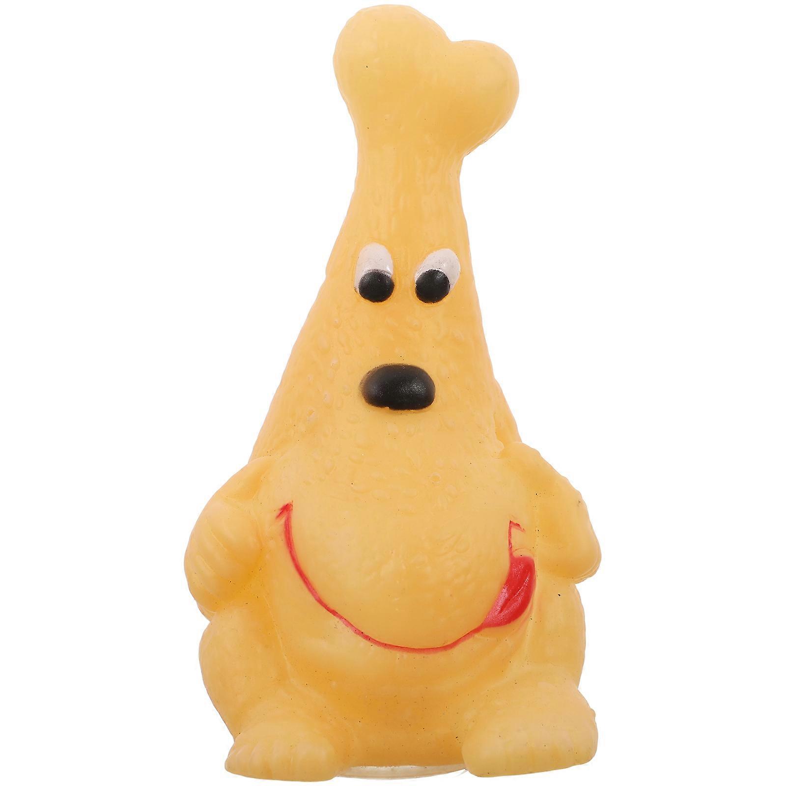 Squeaking Chicken Dog Toy Drumstick Shape Orange Color Rubber Material Interactive Training 1Set