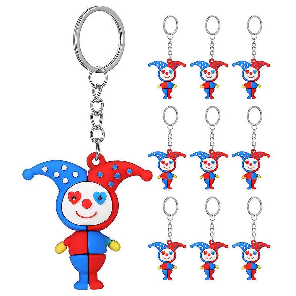 Keyring Cute Clown Shape Key Chains Multi Colored 10Pcs Decoration Pendant For Children's Party Bag