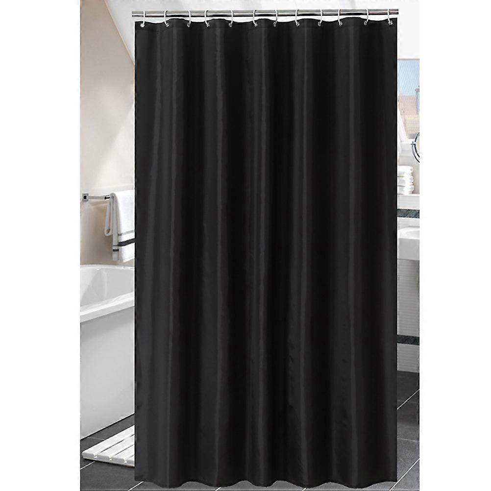 Solid Color Bathroom Shower Curtain Black 180x200cm Waterproof 1Pack