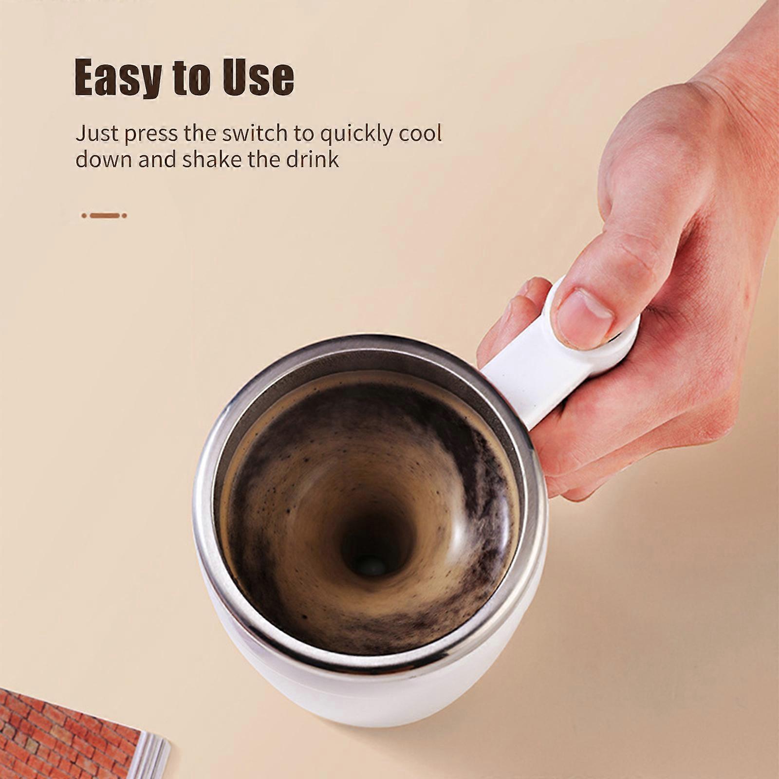 380ml Stainless Steel Self Stirring Electric Coffee Mug with Lid for Coffee Milk Cocoa Hot Chocolate Tea