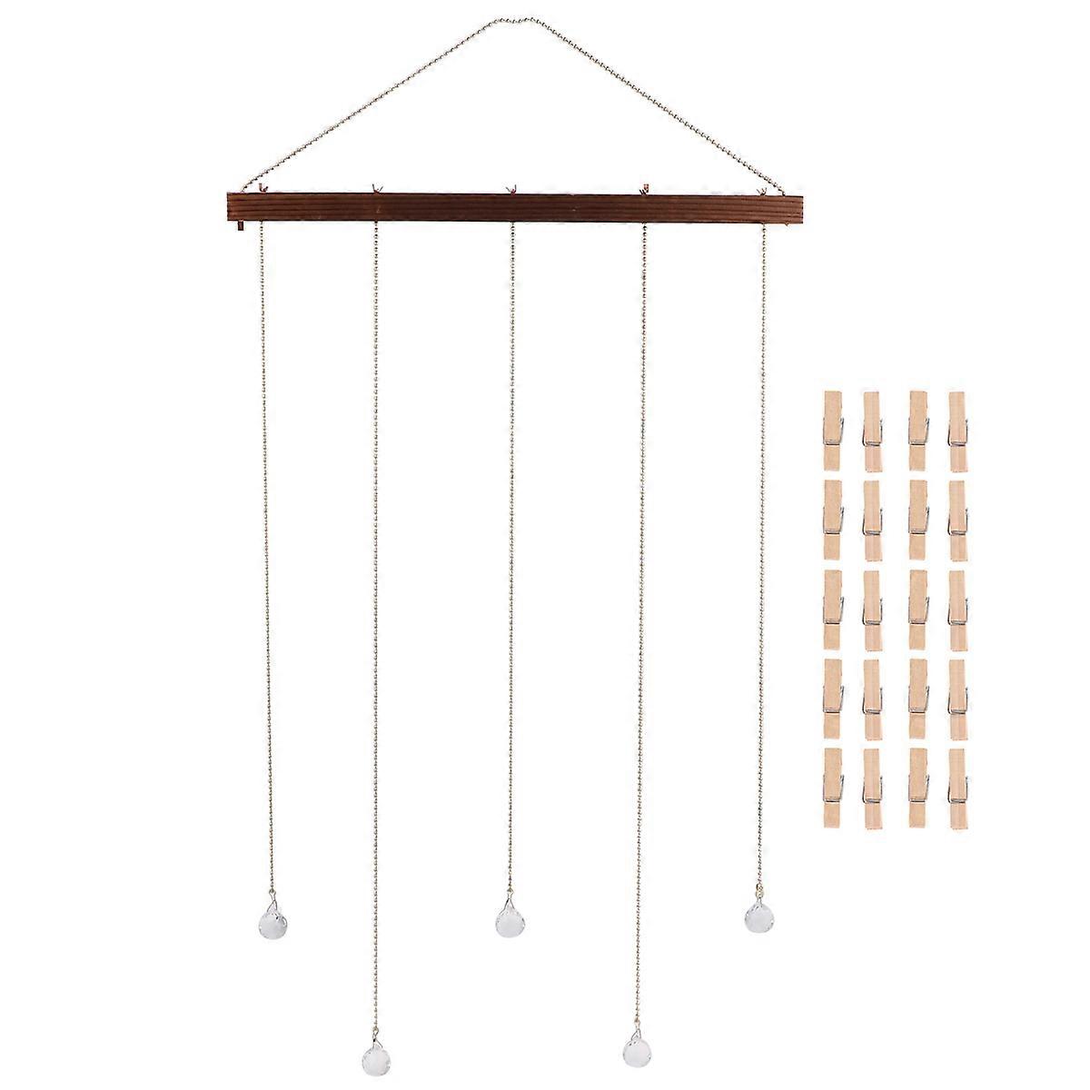 Photo String With Clips Photos Display Pendant Wall Decoration For Home Decor Tassel Design Brown 40*5cm 1Pcs