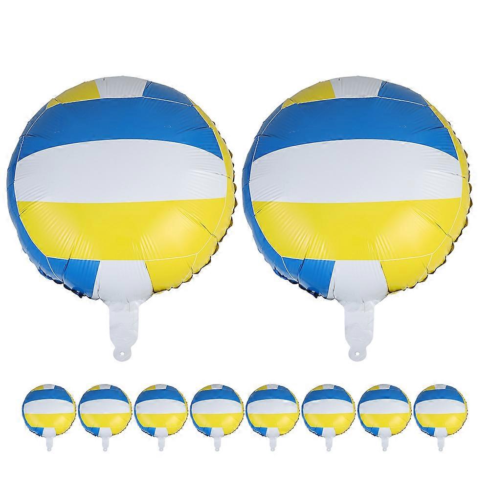 10pcs Foil Balloons, Beach Volleyball Theme, Vibrant Sports Decorations for Birthday Parties, Themed Events and Celebrations for Adults