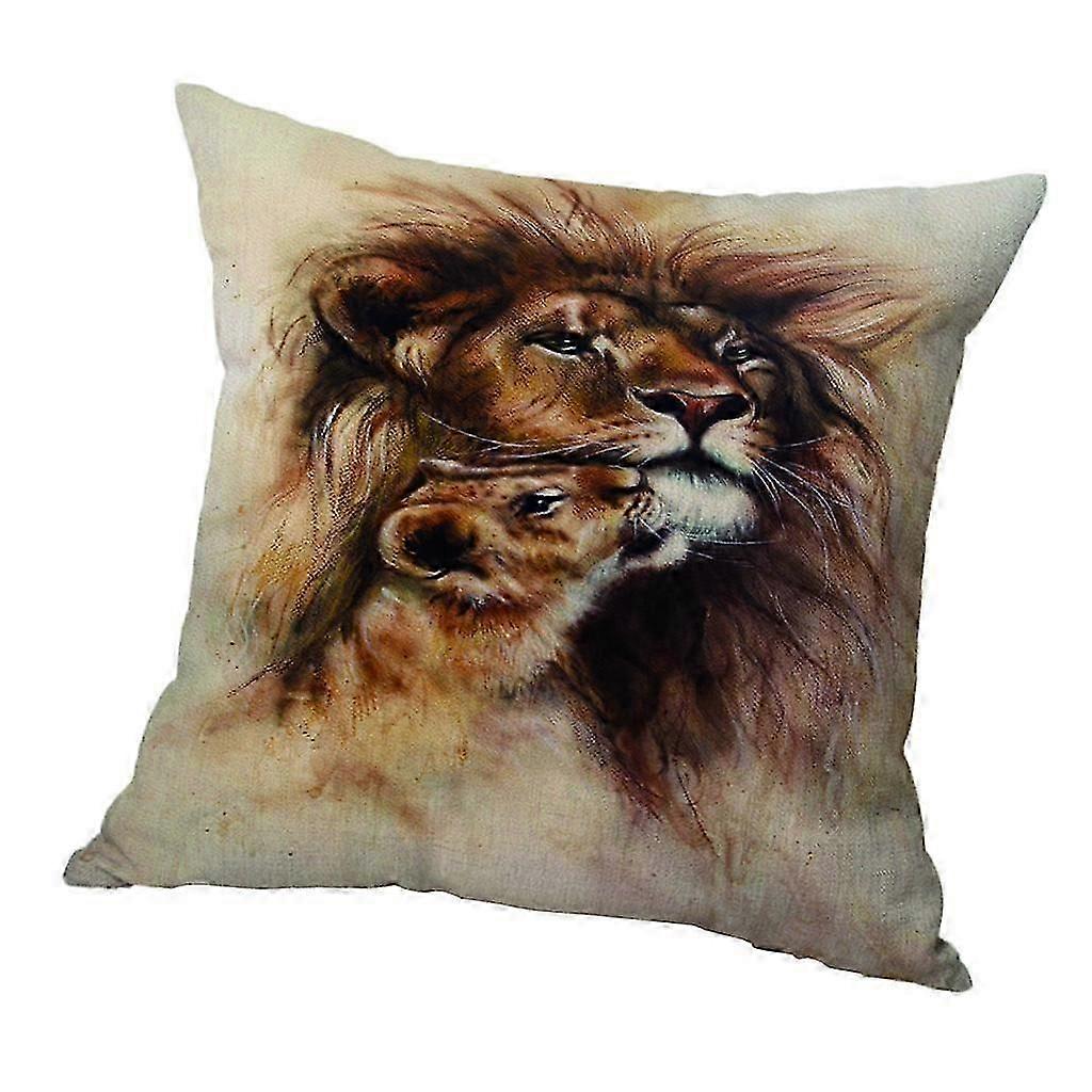Animal Pattern Pillowcase Cushion Cover for Sofa Car Lion 45x45cm
