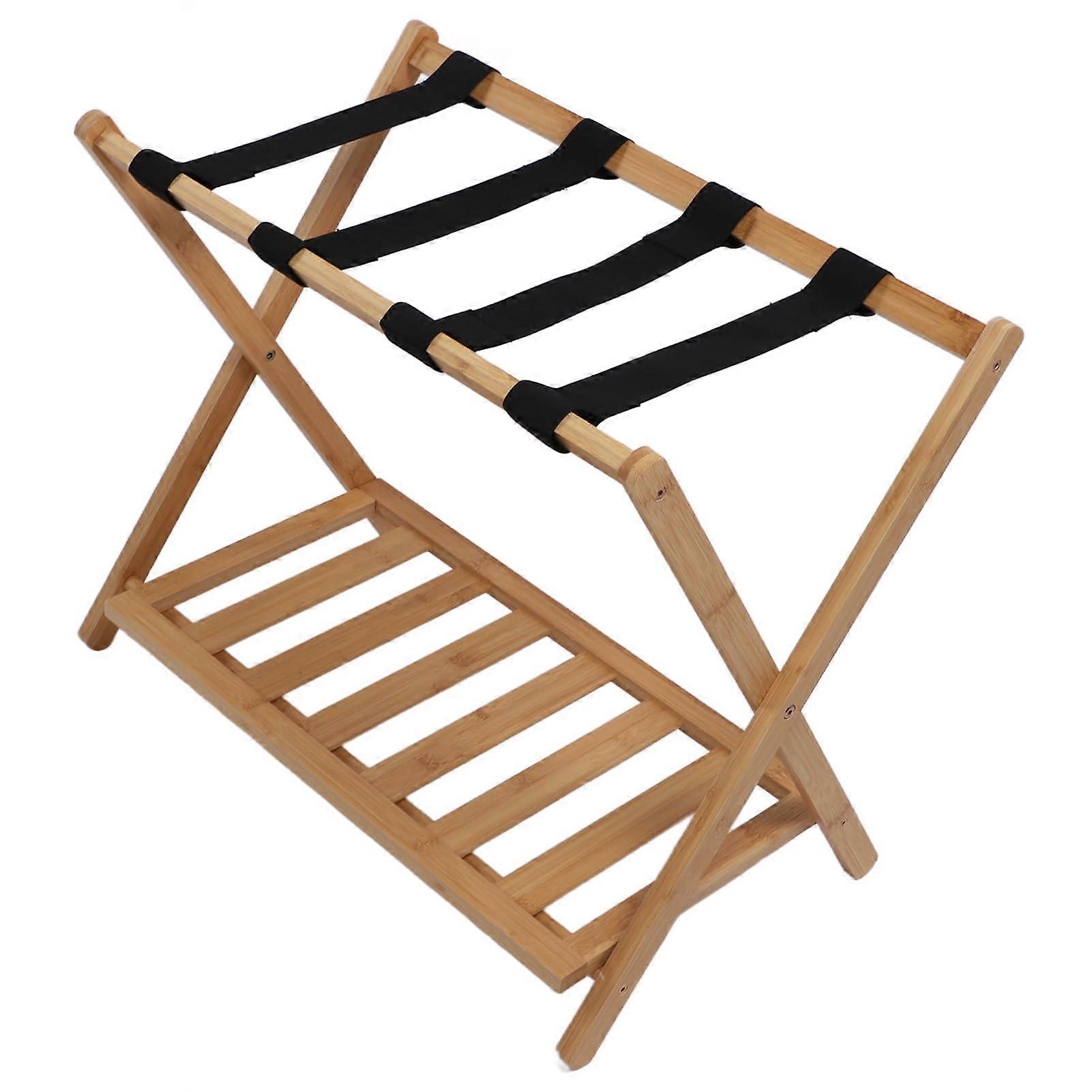 Practical Folding Luggage Rack - Sturdy Bamboo Storage Stand for Home and Hotel, Easy Assembly and Extra Space