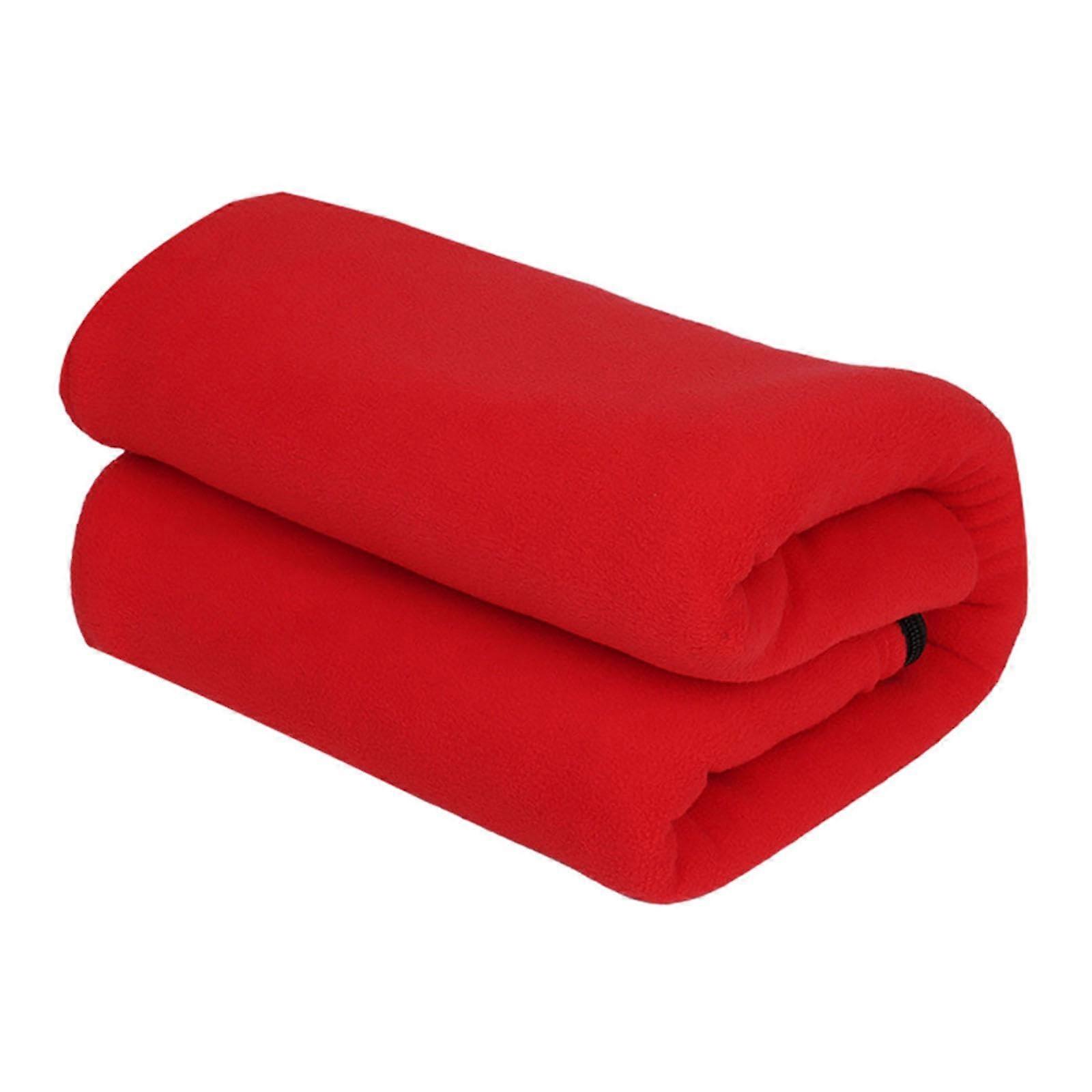 Fleece Sleeping Bag Inner Sleeping Bag Single Sleeping Bag for Adults and Children with Zipper, Emergency Blanket for Trekking, Mountaineering red