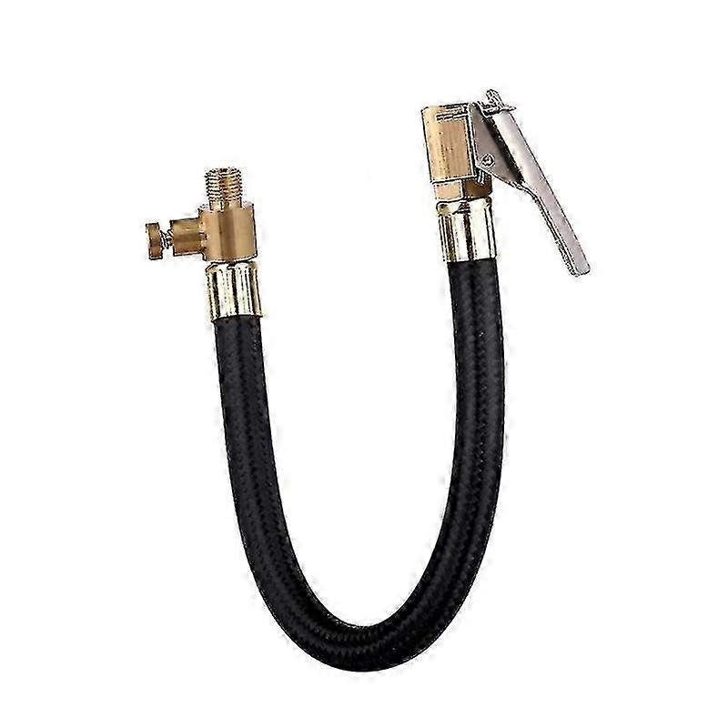 Tire Inflator Pump Hose, 60cm Valve Air Rubber Hose Car Tire Chuck With Extension Hose Adapter Clip